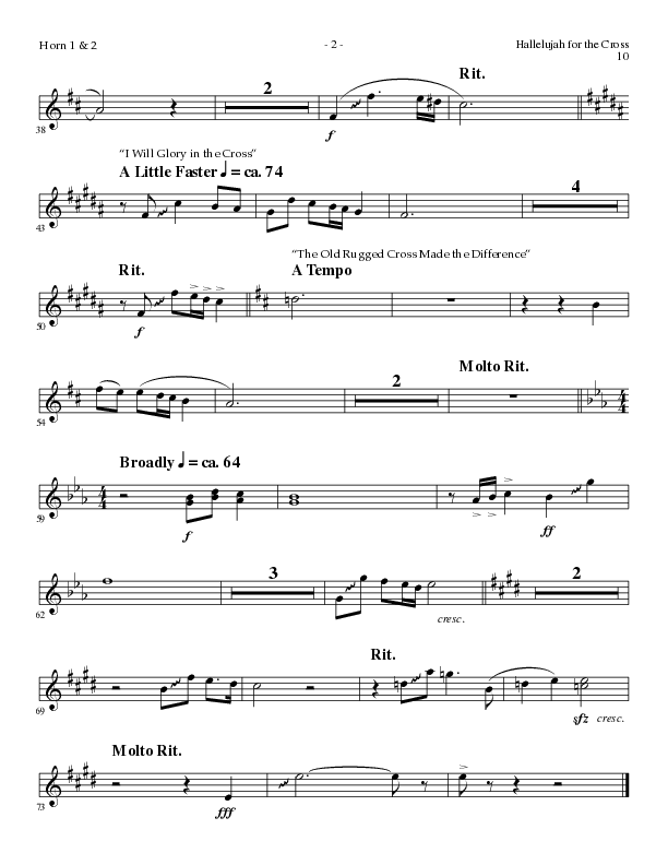 Hallelujah For The Cross (with My Savior's Love, Had It Not Been, I Will Glory In The Cross, The Old (Choral Anthem SATB) French Horn 1/2 (Lillenas Choral / Arr. Mike Speck / Arr. Cliff Duren / Orch. Danny Zaloudik)