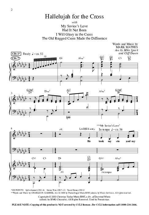 Hallelujah For The Cross (with My Savior's Love, Had It Not Been, I Will Glory In The Cross, The Old (Choral Anthem SATB) Anthem (SATB/Piano) (Lillenas Choral / Arr. Mike Speck / Arr. Cliff Duren / Orch. Danny Zaloudik)