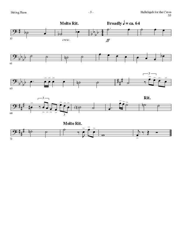 Hallelujah For The Cross (with My Savior's Love, Had It Not Been, I Will Glory In The Cross, The Old (Choral Anthem SATB) String Bass (Lillenas Choral / Arr. Mike Speck / Arr. Cliff Duren / Orch. Danny Zaloudik)