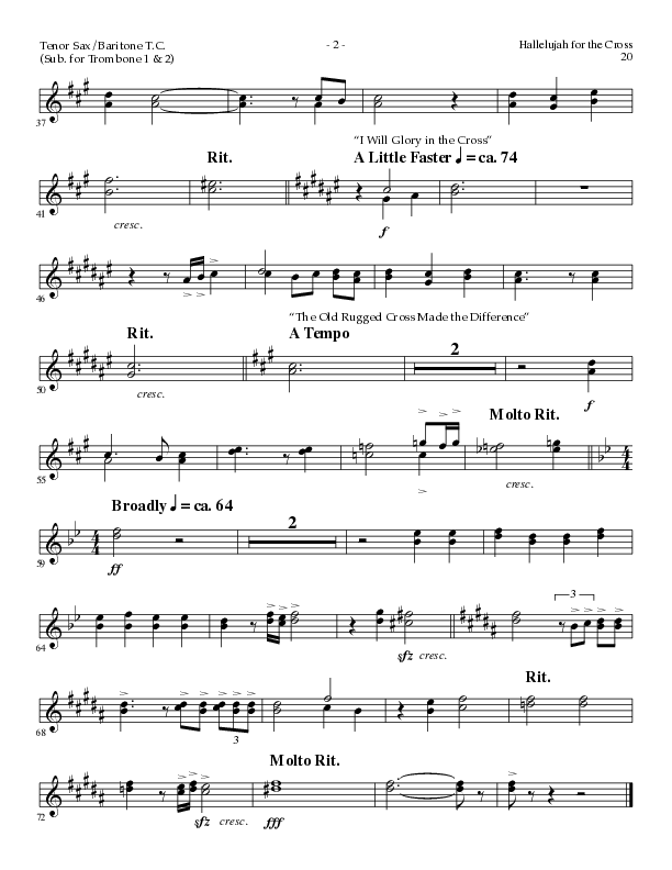 Hallelujah For The Cross (with My Savior's Love, Had It Not Been, I Will Glory In The Cross, The Old (Choral Anthem SATB) Tenor Sax/Baritone T.C. (Lillenas Choral / Arr. Mike Speck / Arr. Cliff Duren / Orch. Danny Zaloudik)