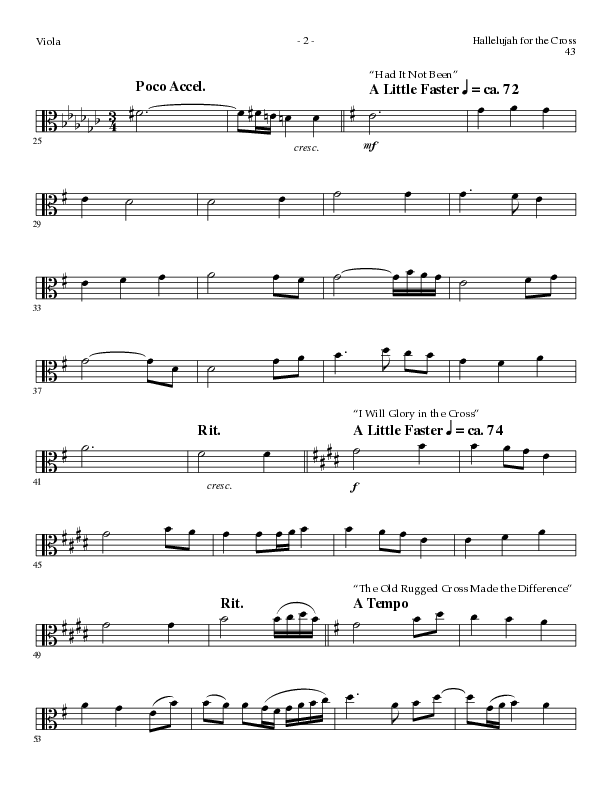 Hallelujah For The Cross (with My Savior's Love, Had It Not Been, I Will Glory In The Cross, The Old (Choral Anthem SATB) Viola (Lillenas Choral / Arr. Mike Speck / Arr. Cliff Duren / Orch. Danny Zaloudik)