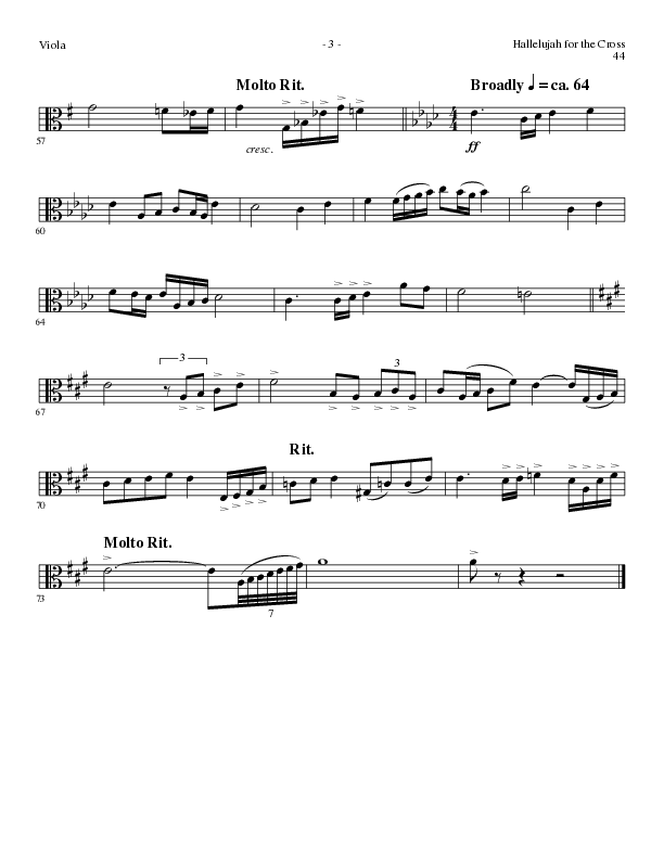 Hallelujah For The Cross (with My Savior's Love, Had It Not Been, I Will Glory In The Cross, The Old (Choral Anthem SATB) Viola (Lillenas Choral / Arr. Mike Speck / Arr. Cliff Duren / Orch. Danny Zaloudik)