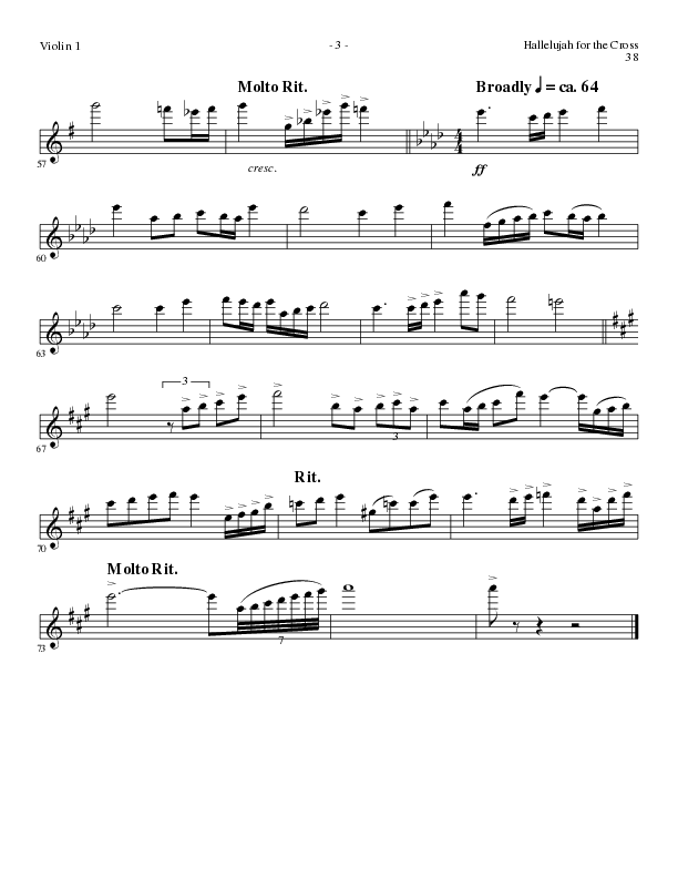 Hallelujah For The Cross (with My Savior's Love, Had It Not Been, I Will Glory In The Cross, The Old (Choral Anthem SATB) Violin 1 (Lillenas Choral / Arr. Mike Speck / Arr. Cliff Duren / Orch. Danny Zaloudik)