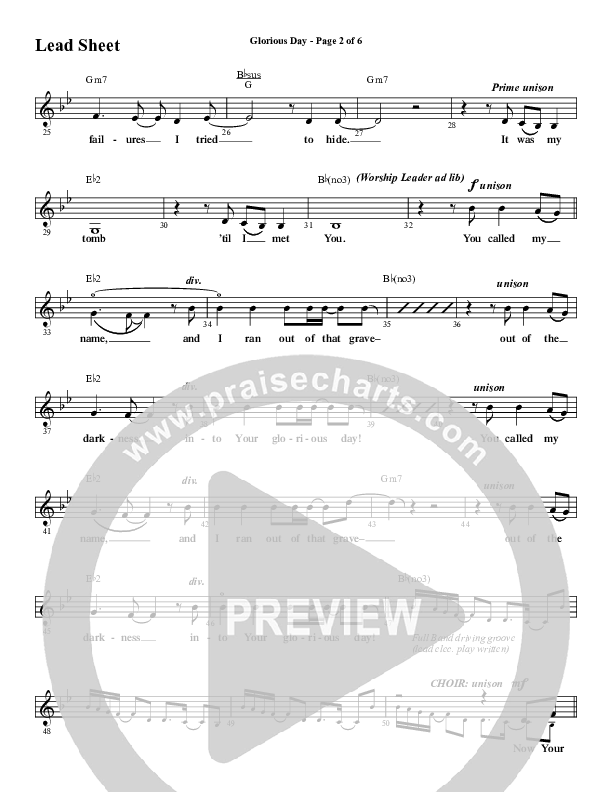 Glorious Day (with Christ The Lord Is Risen Today) (Choral Anthem SATB) Lead Sheet (Melody) (Word Music Choral / Arr. Cliff Duren)