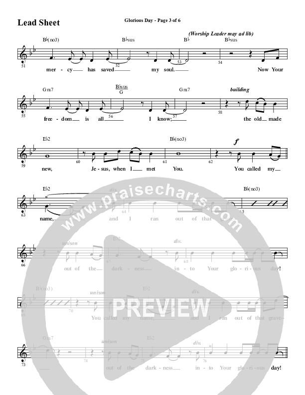 Glorious Day (with Christ The Lord Is Risen Today) (Choral Anthem SATB) Lead Sheet (Melody) (Word Music Choral / Arr. Cliff Duren)
