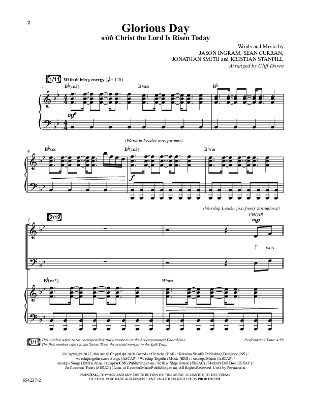 Glorious Day (with Christ The Lord Is Risen Today) (Choral Anthem SATB) Anthem (SATB/Piano) (Word Music Choral / Arr. Cliff Duren)