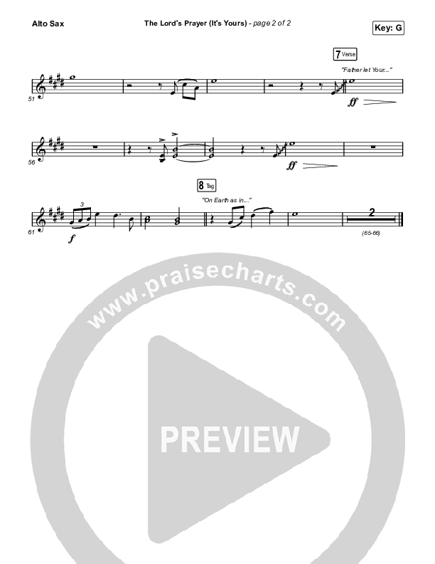The Lord's Prayer (It's Yours) Alto Sax (Matt Maher / TAYA)