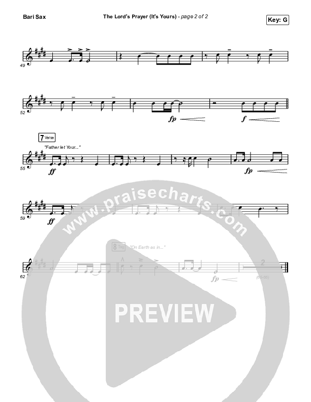 The Lord's Prayer (It's Yours) Bari Sax (Matt Maher / TAYA)