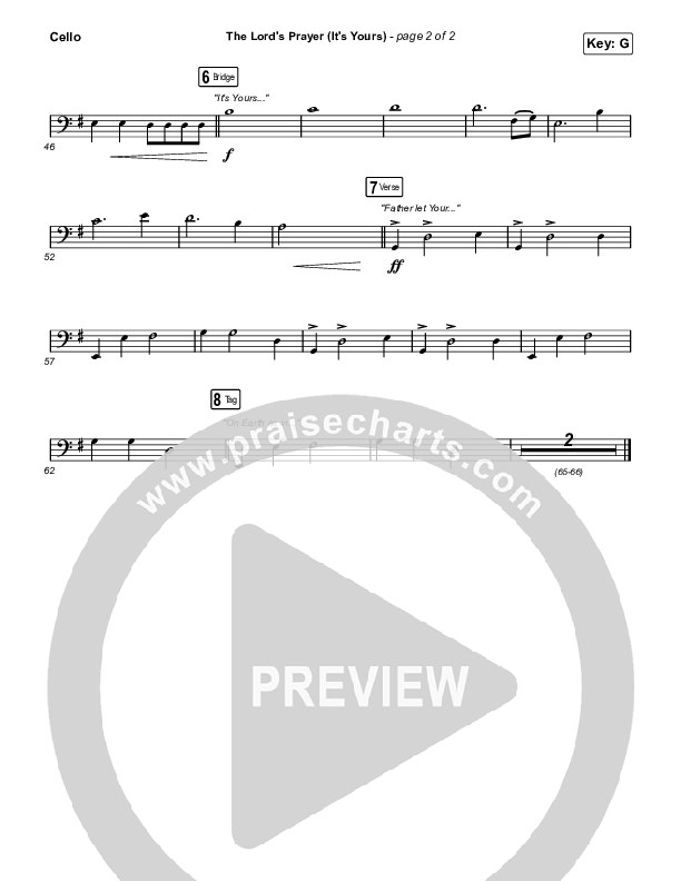 The Lord's Prayer (It's Yours) Cello (Matt Maher / TAYA)