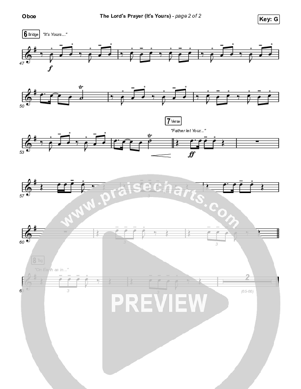 The Lord's Prayer (It's Yours) Oboe (Matt Maher / TAYA)