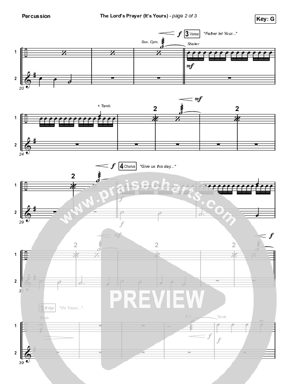 The Lord's Prayer (It's Yours) Percussion (Matt Maher / TAYA)