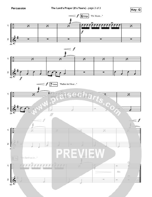 The Lord's Prayer (It's Yours) Percussion (Matt Maher / TAYA)