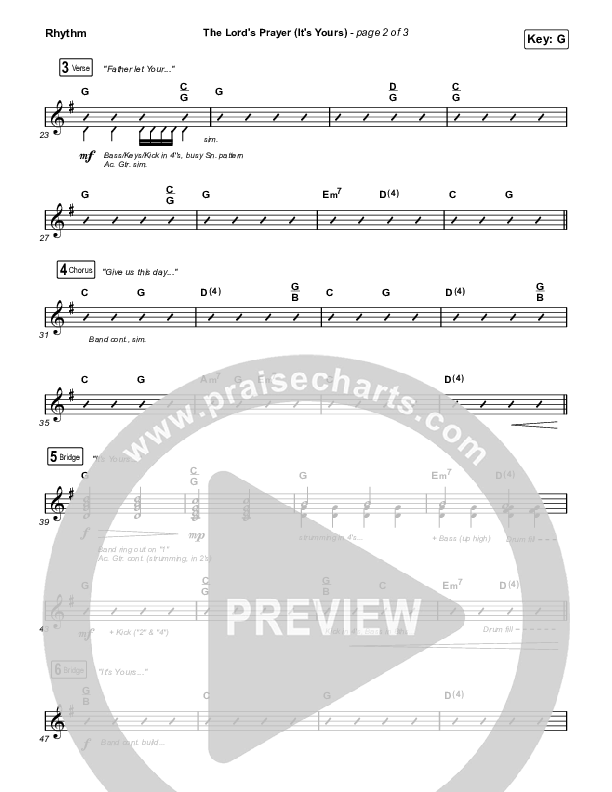 The Lord's Prayer (It's Yours) Rhythm Chart (Matt Maher / TAYA)