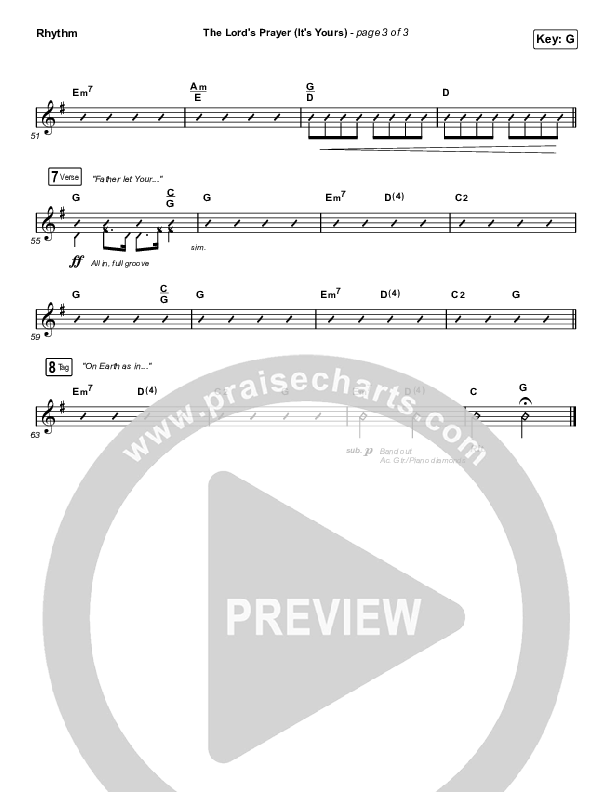 The Lord's Prayer (It's Yours) Rhythm Chart (Matt Maher / TAYA)
