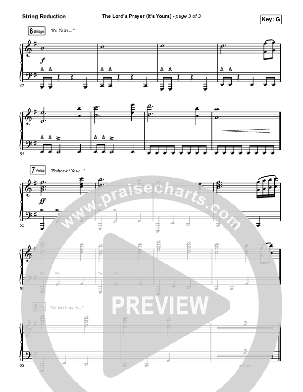 The Lord's Prayer (It's Yours) String Reduction (Matt Maher / TAYA)