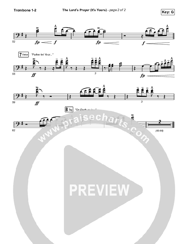 The Lord's Prayer (It's Yours) Trombone 1/2 (Matt Maher / TAYA)