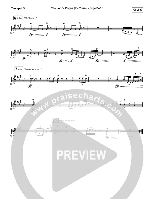 The Lord's Prayer (It's Yours) Trumpet 3 (Matt Maher / TAYA)