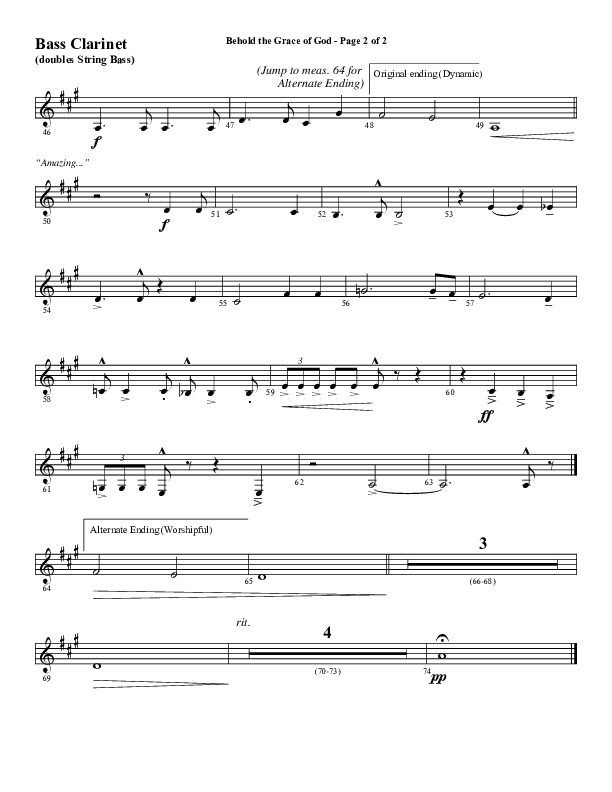 Behold The Grace Of God (to the tune Amazing Grace) (Choral Anthem SATB) Bass Clarinet (Word Music Choral / Arr. J. Daniel Smith)