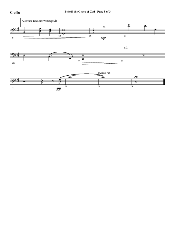 Behold The Grace Of God (Choral Anthem SATB) Cello (Word Music Choral / Arr. J. Daniel Smith)