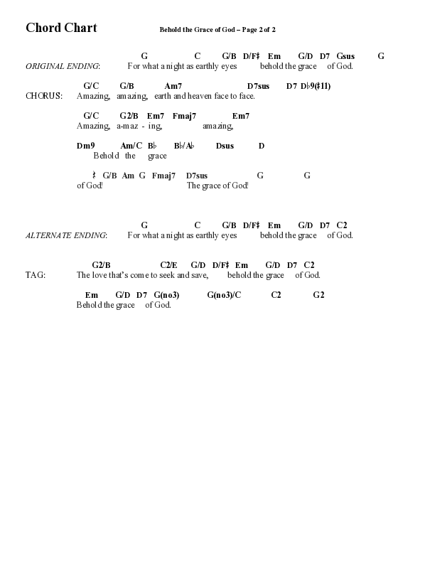 Behold The Grace Of God (Choral Anthem SATB) Chord Chart (Word Music Choral / Arr. J. Daniel Smith)