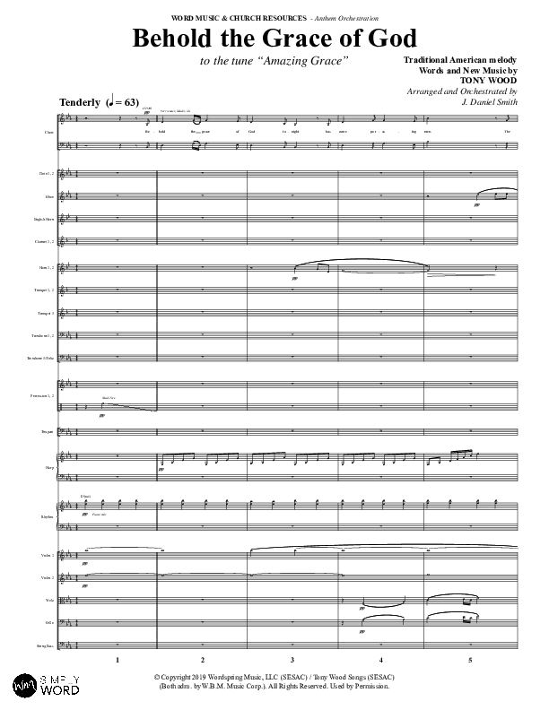 Behold The Grace Of God (Choral Anthem SATB) Orchestration (Word Music Choral / Arr. J. Daniel Smith)