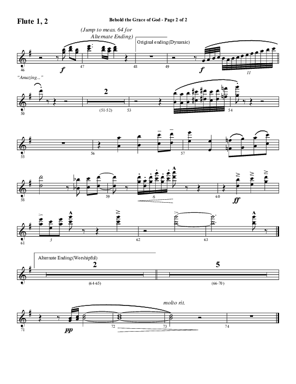 Behold The Grace Of God (Choral Anthem SATB) Flute 1/2 (Word Music Choral / Arr. J. Daniel Smith)