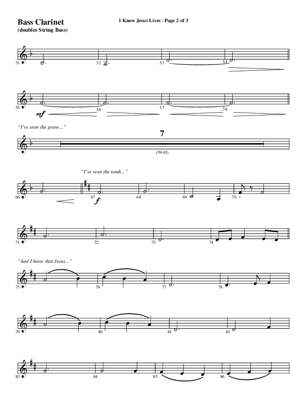 I Know Jesus Lives (Choral Anthem SATB) Bass Clarinet (Word Music Choral / Arr. Marty Hamby)