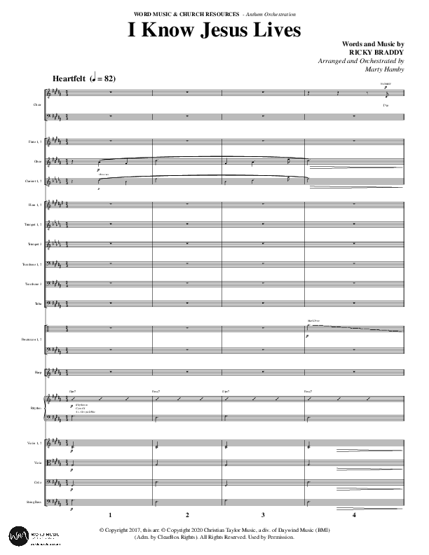 I Know Jesus Lives (Choral Anthem SATB) Orchestration (Word Music Choral / Arr. Marty Hamby)