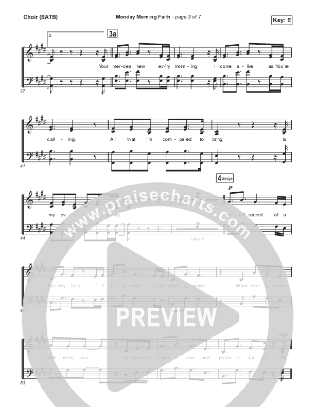 Monday Morning Faith (Live) Choir Sheet (SATB) (SEU Worship)