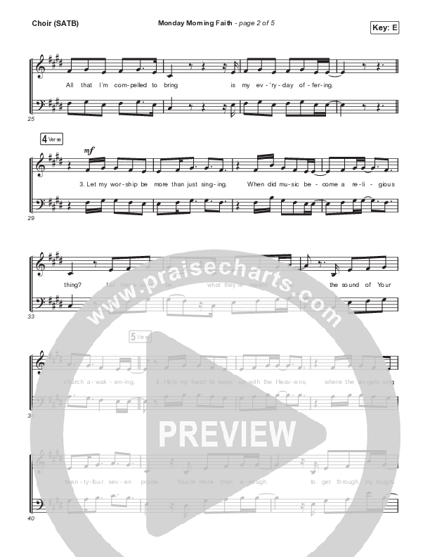 Monday Morning Faith (Studio) Choir Sheet (SATB) (SEU Worship / Tiffany Hudson)