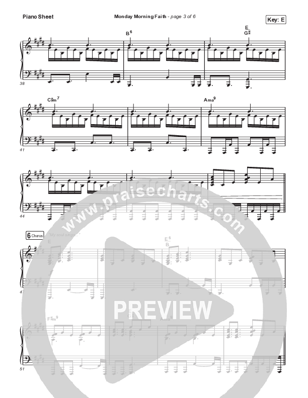 Monday Morning Faith (Studio) Piano Sheet (SEU Worship / Tiffany Hudson)