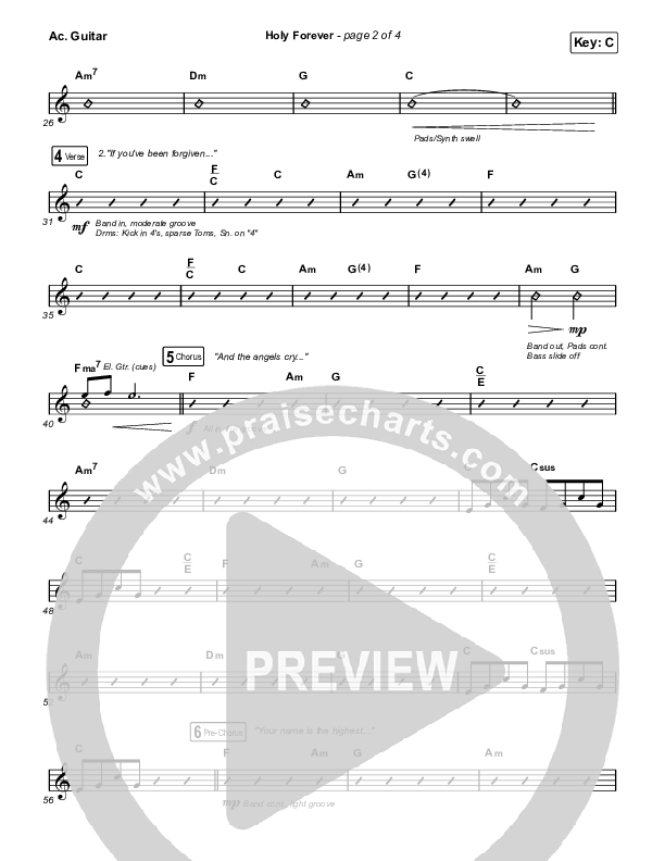 Holy Forever (Live From Good Friday) Acoustic Guitar (Chris Tomlin / Jenn Johnson)