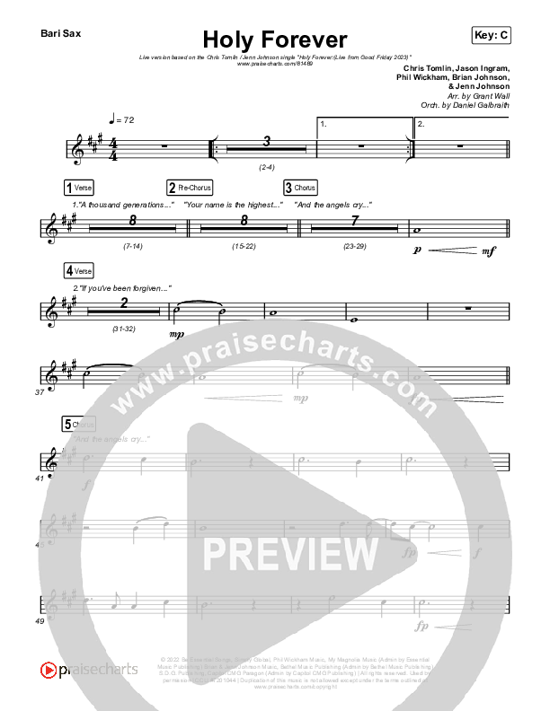 Holy Forever (Live From Good Friday) Bari Sax (Chris Tomlin / Jenn Johnson)