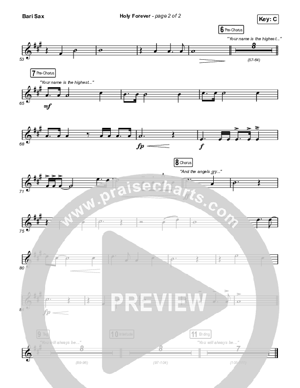 Holy Forever (Live From Good Friday) Bari Sax (Chris Tomlin / Jenn Johnson)