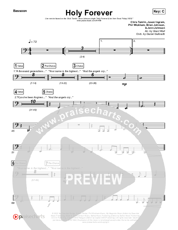Holy Forever (Live From Good Friday) Bassoon (Chris Tomlin / Jenn Johnson)