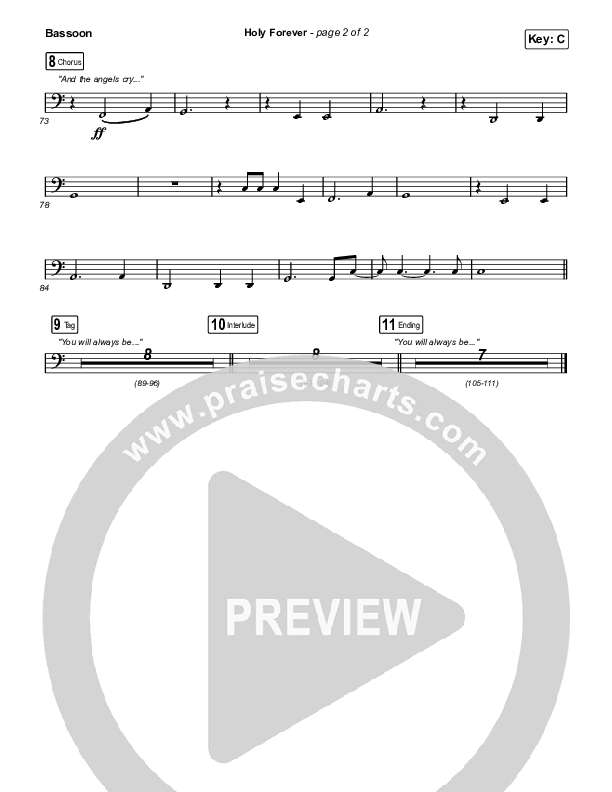 Holy Forever (Live From Good Friday) Bassoon (Chris Tomlin / Jenn Johnson)