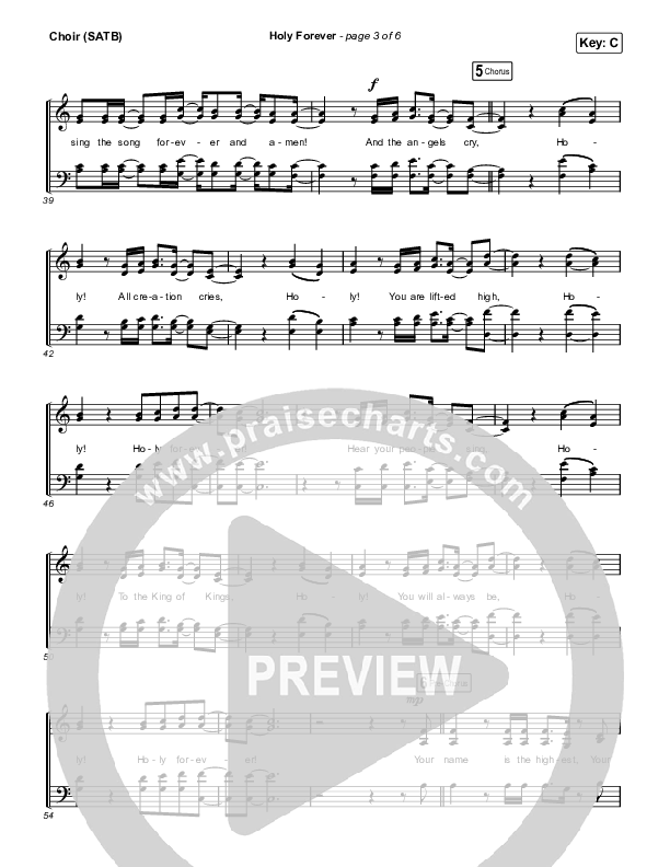 Holy Forever (Live From Good Friday) Choir Sheet (SATB) (Chris Tomlin / Jenn Johnson)