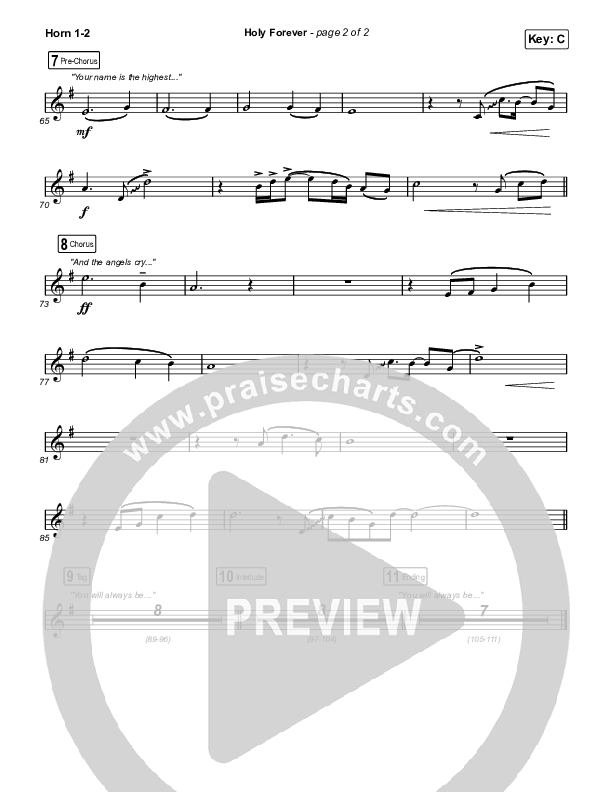 Holy Forever (Live From Good Friday) French Horn 1,2 (Chris Tomlin / Jenn Johnson)