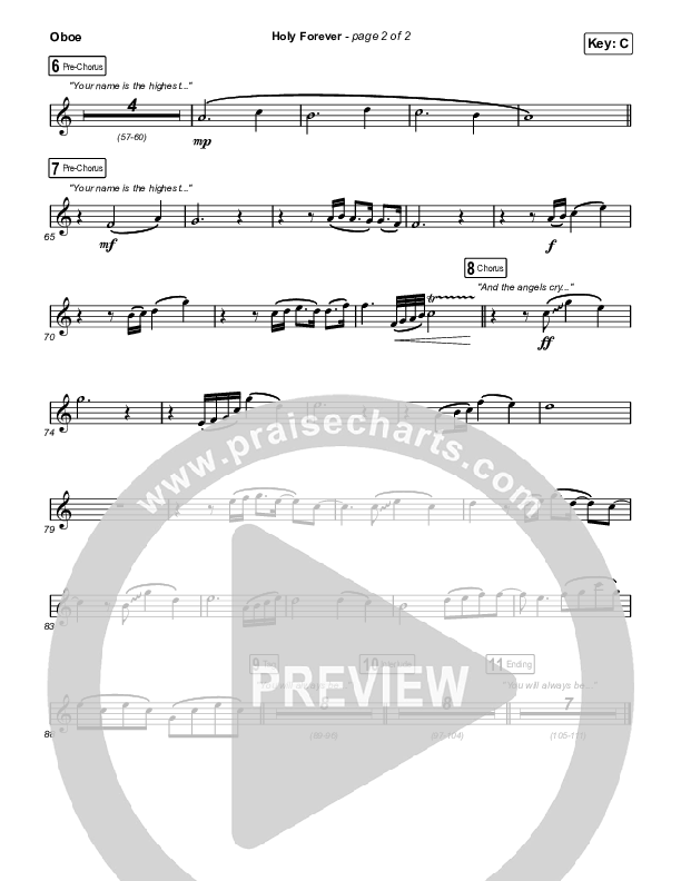 Holy Forever (Live From Good Friday) Oboe (Chris Tomlin / Jenn Johnson)