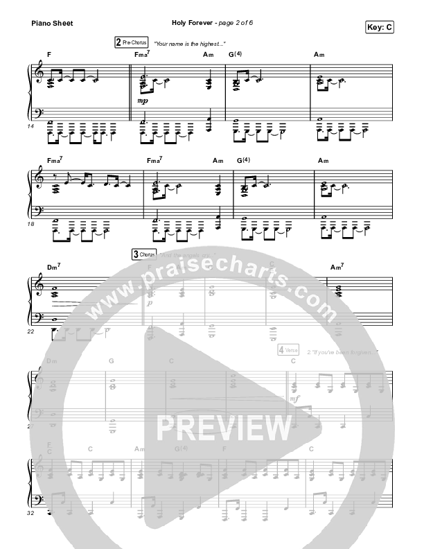 Holy Forever (Live From Good Friday) Piano Sheet (Chris Tomlin / Jenn Johnson)