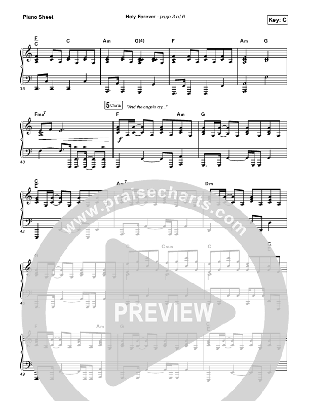 Holy Forever (Live From Good Friday) Piano Sheet (Chris Tomlin / Jenn Johnson)