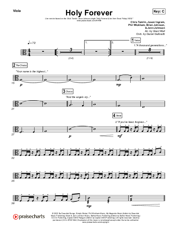Holy Forever (Live From Good Friday) Viola (Chris Tomlin / Jenn Johnson)