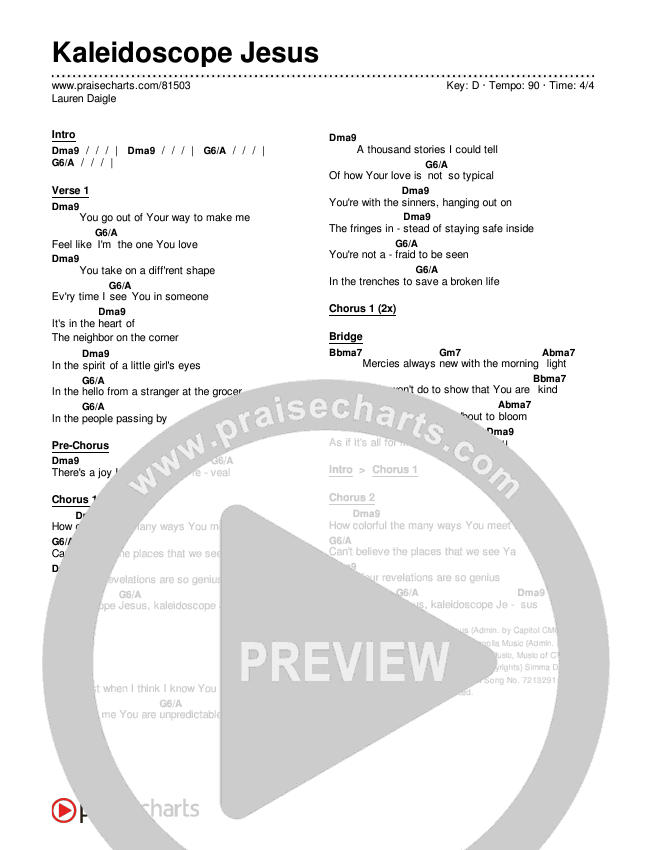 Kaleidoscope Jesus Chords & Lyrics (Lauren Daigle)