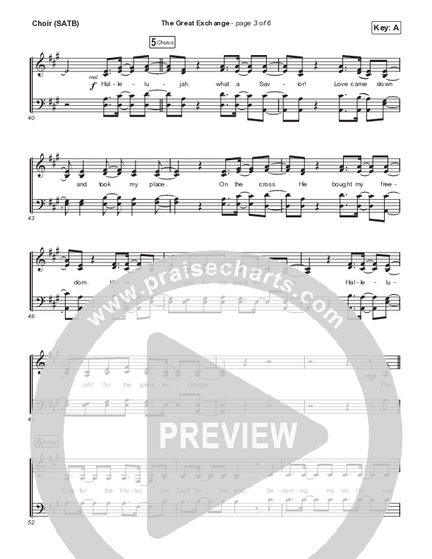 The Great Exchange (Live) Choir Sheet (SATB) (Justin Tweito)