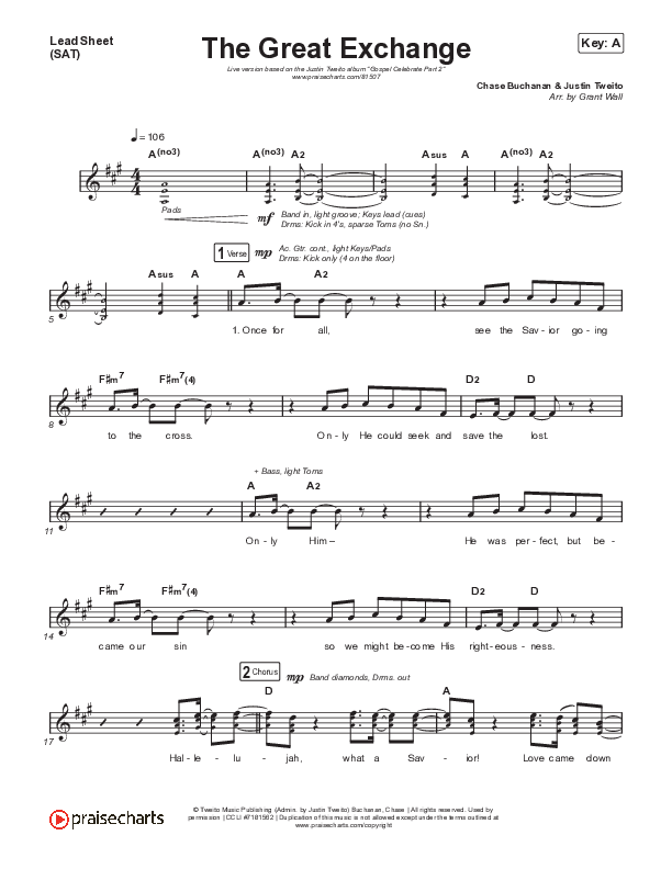 The Great Exchange (Live) Lead Sheet (SAT) (Justin Tweito)