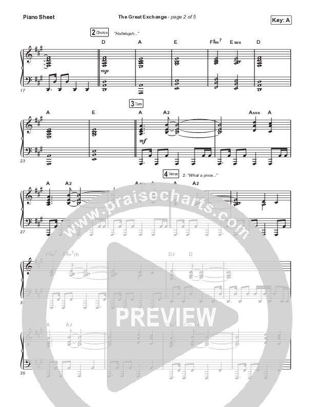 The Great Exchange (Live) Piano Sheet (Justin Tweito)