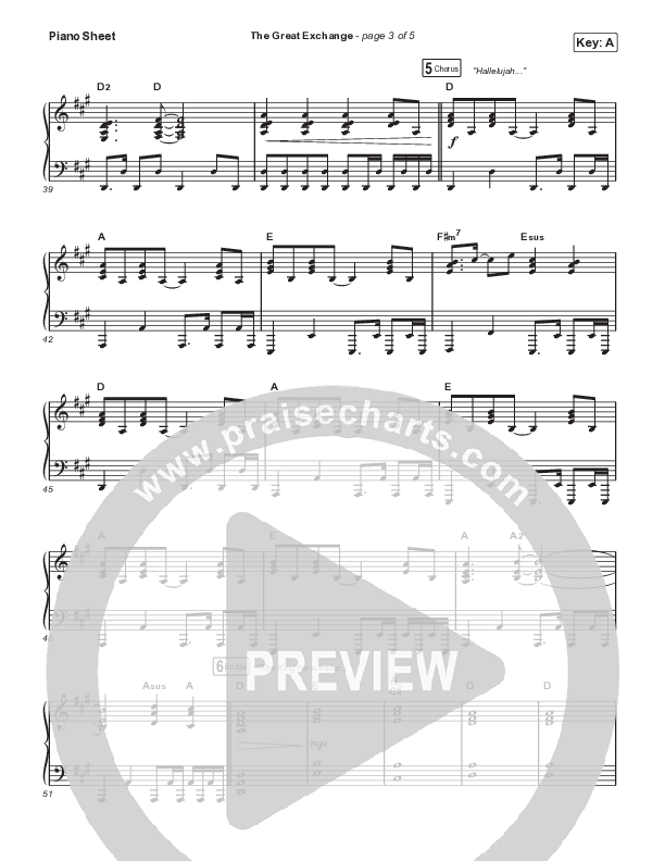 The Great Exchange (Live) Piano Sheet (Justin Tweito)