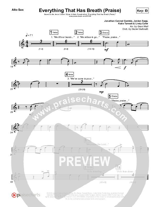 Everything That Has Breath (Praise) (Live) Sax Pack (Jesus Culture / Bryan Torwalt / Katie Torwalt)