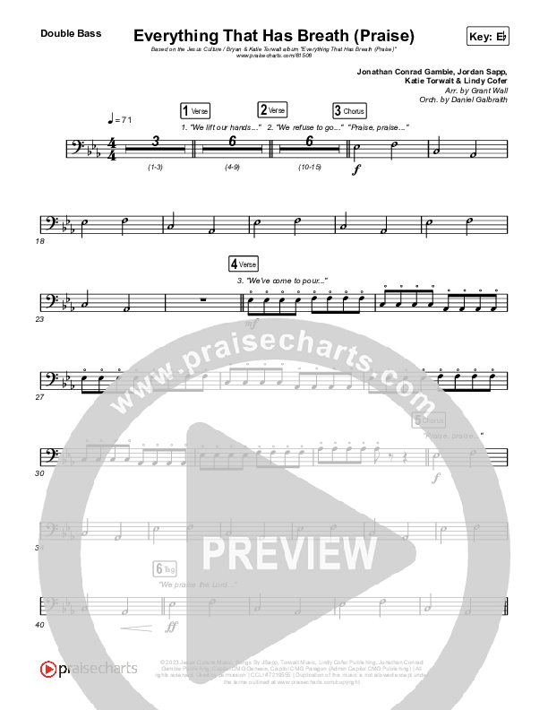 Everything That Has Breath (Praise) (Live) String Bass (Jesus Culture / Bryan Torwalt / Katie Torwalt)