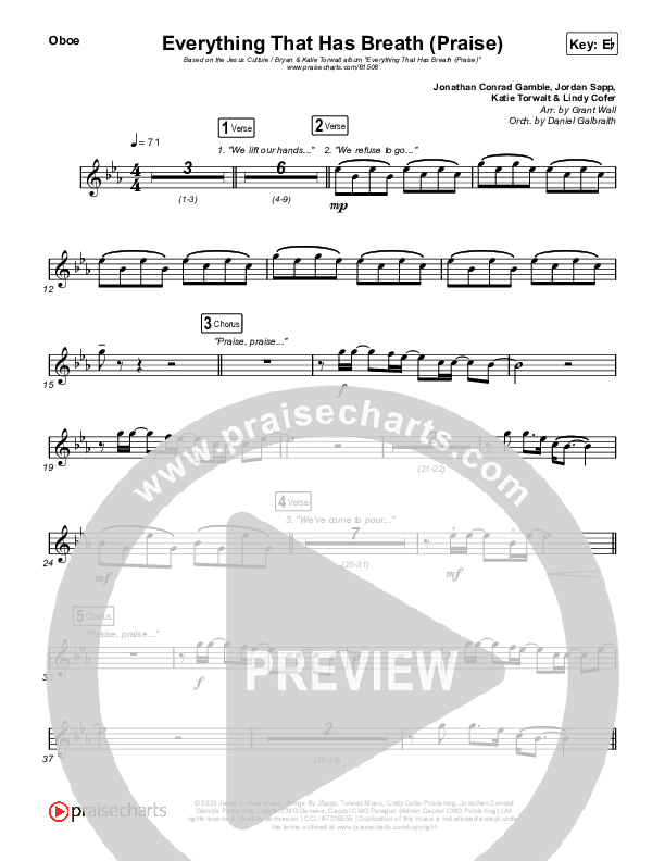 Everything That Has Breath (Praise) (Live) Oboe (Jesus Culture / Bryan Torwalt / Katie Torwalt)